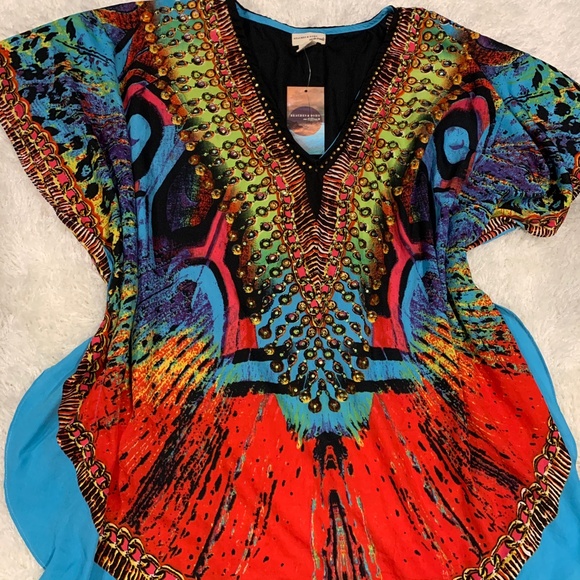 NEW Colorful Rhinestone Beach Caftan - Picture 2 of 4